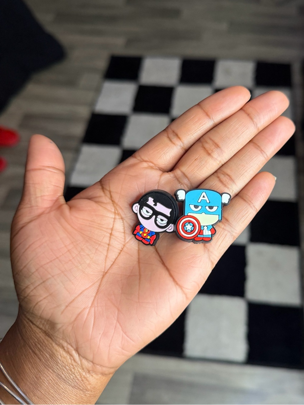 Blue & Black Superhero Kids Shoe Charms (2-Pack)